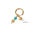 Detailed view of gold hoop earring with natural stone beads and 8mm conch shell charm - Conch Pendant Style (1)