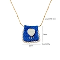 Detailed view of handmade gold beaded necklace with blue knit heart pendant and pearls - Blue Knit Heart Pendant (Bag 1)
