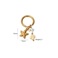 Detail view of gold starfish earrings with shell charms and 16x10mm size dimensions - Starfish and Clover Dangles (1) / Gold