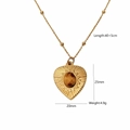 Detalle de collar corazón con ojo de tigre, colgante de 25mm y cadena de 40+5cm de largo - Estilo Radiante en Forma de Corazón (11)