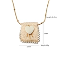 Detail view of woven cushion pendant with heart pearl and dimensions 25x22mm - Beige Knit Heart Pendant (Bag 5)