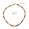 Handmade beaded necklace with tiger eye stone and compass pendant, length 39+5cm - Yellow Tiger Natural Stone Beaded Necklace
