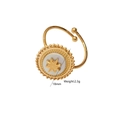Detail van de 18 mm gouden sterring met parelmoer inleg en kralenversiering - Witte Schelp