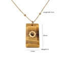 Collar con colgante rectangular de ojo de tigre con cadena dorada y dimensiones - Estilo Incrustación de Metal Rectangular (8)