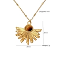 Dimensiones detalladas del collar dorado con colgante de ojo de tigre y sol radiante - Estilo Colgante Girasol (9)