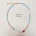 Collana di perline con stelle, pietre blu e ciondolo in conchiglia, misura 40+5 cm - Collana in Pietra Naturale