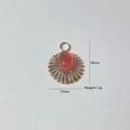 Detail view of gold sun pendant with red agate inlay including 18mm by 15mm dimensions - Sunburst Red Agate Pendant Only (Without Chain) (1)