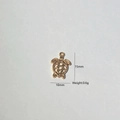 Detailed view of a gold hollow turtle pendant showing 15mm height and 10mm width dimensions - Hollow Gold Sea Turtle (1)