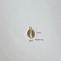 Detailed view of a gold-plated shell pendant showing 15mm height and 8mm width dimensions - Shell Style (1)