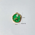 Close-up of gold stainless steel star pendant with green enamel, pearl and dimensions - Light Green Starfish Style (1)