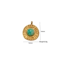 Retro DIY natural stone pendant with gold plating and sunburst pattern, 14mm height - Radiant Sunburst Round Vintage Style (4)