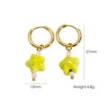 Detailed view of green star pendant earrings with pearls and 37mm length measurement - Bright Green Star Style (5)