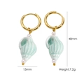 Detail view of shell pendant earrings showing dimensions 48mm height and 13mm width - Light Green Conch Style (8)