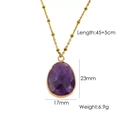 Detail view of water-drop purple stone pendant necklace with size and weight specs - Amethyst Necklace
