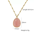 Vintage teardrop pink crystal necklace with gold plated stainless steel bead chain - Rose Quartz Necklace