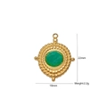Vintage round gold-plated pendant with green stone inlay and beaded texture frame - Beaded Texture Round Cross Star Style (8)