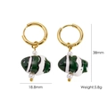Detail shot of fish-shaped earrings with striped ceramic pendant and dimensions 38mm - Green and White Striped Fish Style (12)