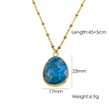Detailed size specifications for teardrop blue stone necklace with gold titanium chain - Apatite Necklace