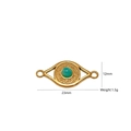 Golden eye charm with turquoise stone inlay and radial texture, 23mm jewelry connector - Relief Texture Eye Shape Style (14)