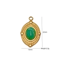 Vintage oval gold pendant with green natural stone, size 22x13mm and 2.2g weight - Oval Green Stone Gold Border Style (15)