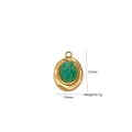 Vintage oval gold-plated pendant with green turquoise stone and wave texture - Wavy Edge Oval Pendant Style (17)