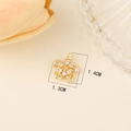 Gold flower jewelry pendant with white zircon stones measuring 1.3cm by 1.4cm - Flower Shape (g-U8) / Gold