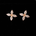 Macro di orecchini floreali in oro rosa con zirconi taglio marquise e incastonatura pavé - Stile Fiore Marquise (ED13920)