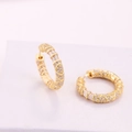 Dettaglio di orecchini a cerchio dorati con zirconi incastonati e trama intrecciata - Oro (EK11169-FD-01 Oro)