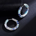 Orecchini a cerchio in argento con cristalli blu e turchesi in stile vintage - Blu (EK11169-KD-06 Blu)