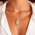 Elegante collana dorata con pendente a goccia micro-pave su una catena sottile - Stile Goccia D'acqua (DZ12110-01)