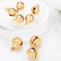 Polished gold metal bell pendants for DIY jewelry making on white background - 8mm / Gold