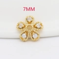 7mm gold-plated copper flower bead cap with white zircon petals for DIY jewelry making - My13131 Small Size Real Gold One (b-i17) / 1