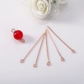 Rose gold eye pins set for DIY jewelry making with a single red bead accessory - 45mm / Rose Gold Eye Pin