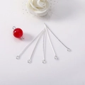 Chiodini ad occhiello in metallo argento con perla rossa per gioielli fai-da-te - Spillo a Occhiello Argento
