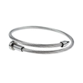 Silver twisted cable nail cuff bracelet in polished stainless steel for men and women - Silver (YB-004S)