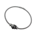 Retro stainless steel wire skull bracelet with silver finish and punk rock style - Antique Silver Skull Style (YB-128)