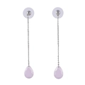 Elegantes pendientes de cadena de plata con cristales de circón color lila suave - Rosa Claro