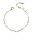 Minimalist chain bracelet featuring freshwater pearls and gold-plated wire wrapping - Gold Plated with Freshwater Pearl