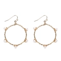 Orecchini a cerchio vintage placcati oro con perle d'acqua dolce fatte a mano stile retrò - Stile Avvolto in Filo di Perle d'Acqua Dolce / Oro