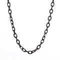 Minimalist thick chain stainless steel necklace with black oval link hardware design - Cross Chain Necklace / Black