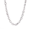 Minimalist geometric oval link chain necklace in polished silver stainless steel - Oval Link Width 7mm Length 40+5cm / Silver YN786-S
