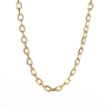 Detailed macro view of the polished gold stainless steel paperclip chain links - Oval Link Width 7mm Length 40+5cm / Gold YN786-G