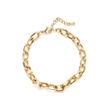 Bracelet chaîne à gros maillons en acier inoxydable doré avec fermoir mousqueton - Style Chaîne à Maillons Ovales Épais (YB787-G) / Or (YB787-G)