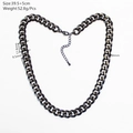 Détail montrant les dimensions du collier à gros maillons cubains gris foncé poli - 11.8mm de Large (YN-834-BLK)