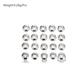 Detailed view of 6mm stainless steel spacer beads for DIY jewelry making in a 4x5 grid - 6mm / Outer 6x3x1.5mm Inner Rubber Hole