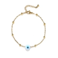 Waterproof 18K gold plated stainless steel chain bracelet with blue Evil Eye and gold beads - Bracelet Only / Gold-White Eye