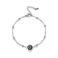 Waterproof stainless steel evil eye bead chain bracelet with 18K gold plated finish - Bracelet Only / Silver-Black Eye
