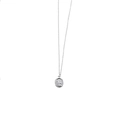 Detailed close-up of a silver coin pendant featuring a portrait relief and fine chain link - Portrait Coin Style (YN-177) / 10mm / Silver