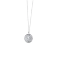 Detailed view of a silver coin pendant featuring a Queen Elizabeth II relief on a thin chain - Portrait Coin Style (YN-177) / 20mm / Silver