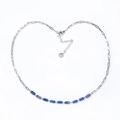 Silver paperclip chain necklace with blue lapis lazuli cylinder beads and lobster clasp - Necklace Silver Lapis Lazuli (YN872S-DBL)